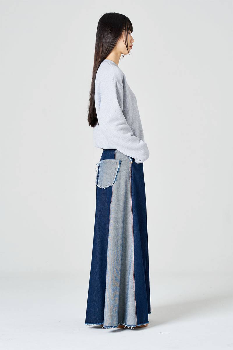 White sand Pantalone palazzo cinque tasche in denim Consegna Veloce