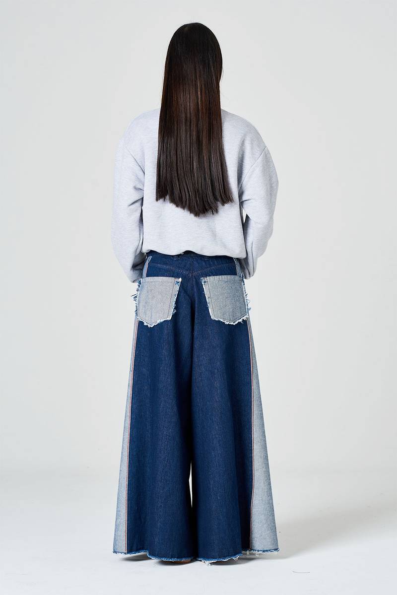 White sand Pantalone palazzo cinque tasche in denim Consegna Veloce