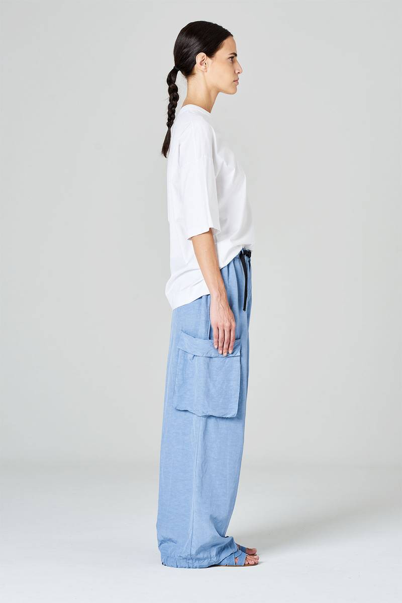 White sand Pantaloni cargo gamba ampia in misto rayon-viscosa Bestseller