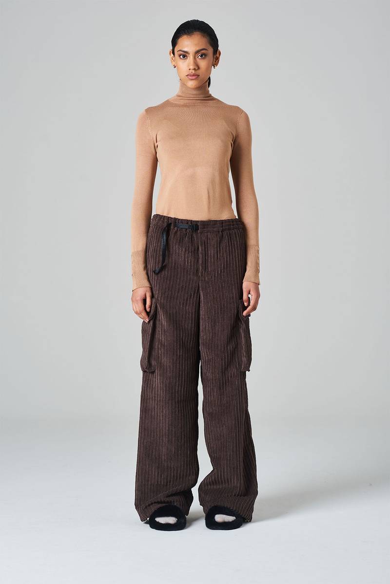 White sand Pantalone tasconato in velluto a coste