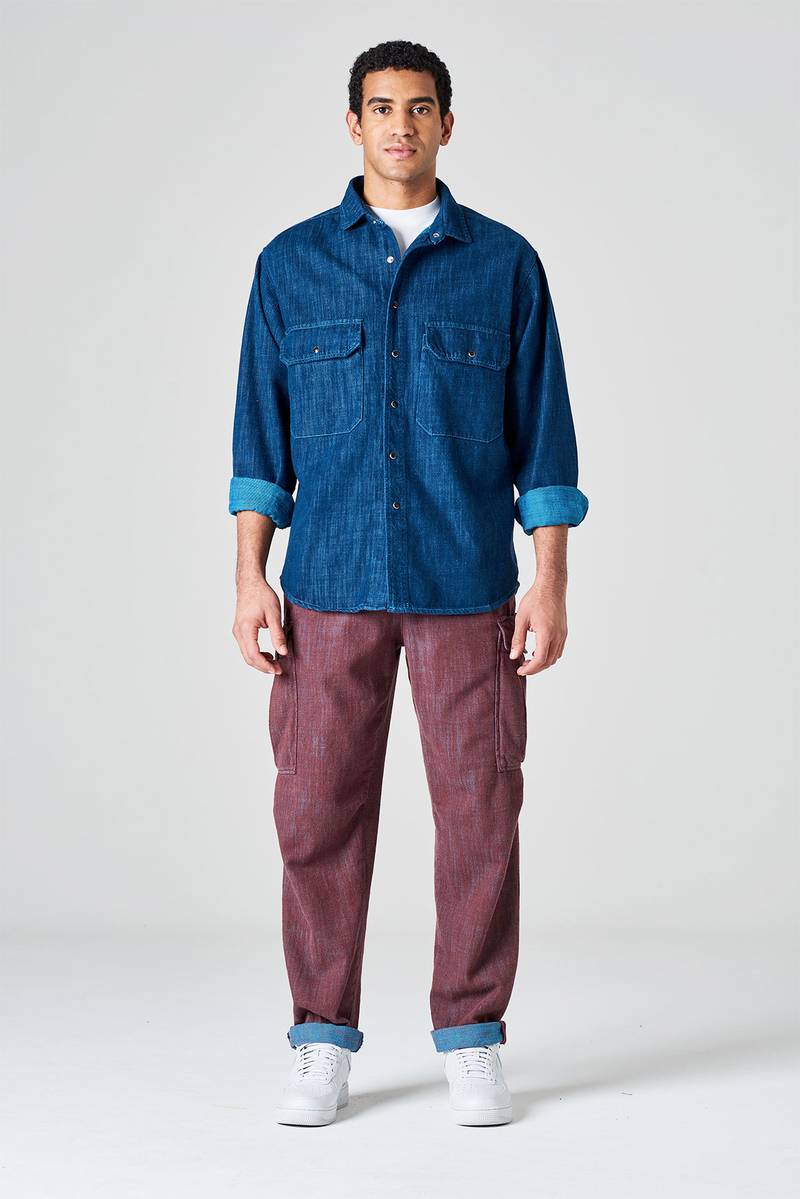 White sand Camicia oversize denim bi-color 2025