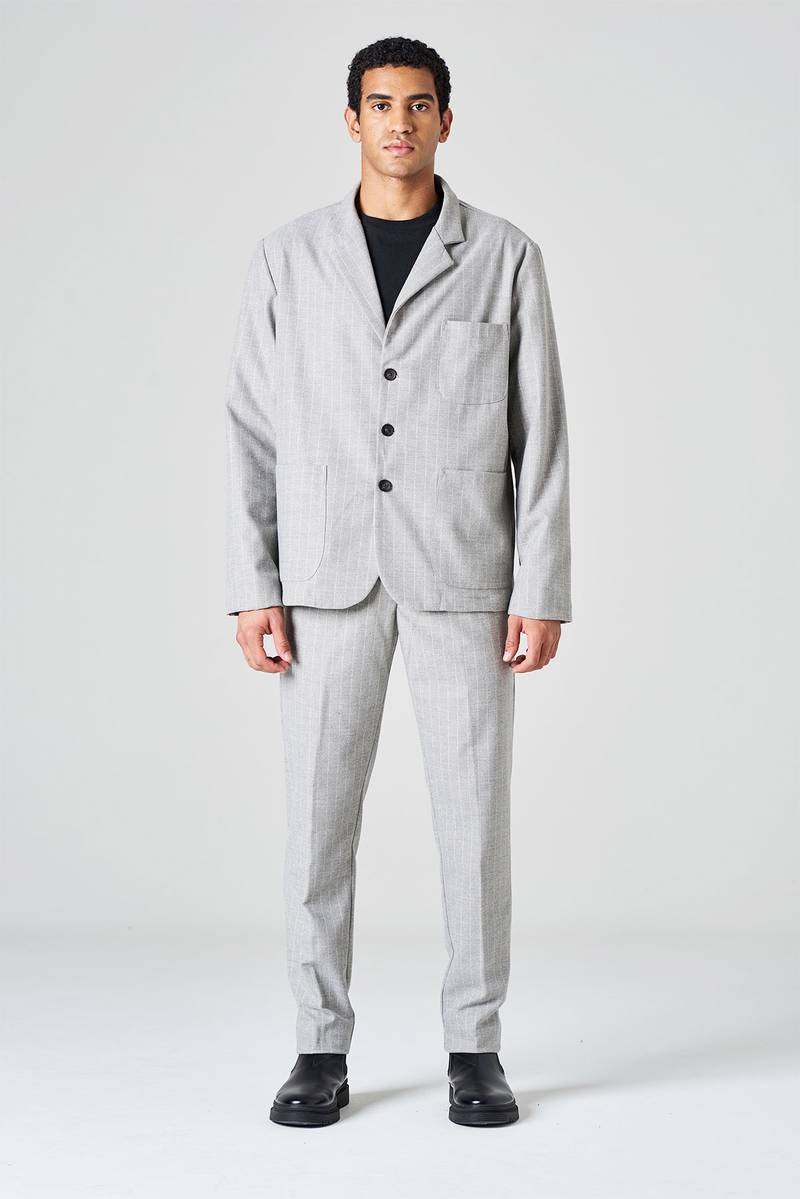 White sand Blazer in tessuto trapuntato