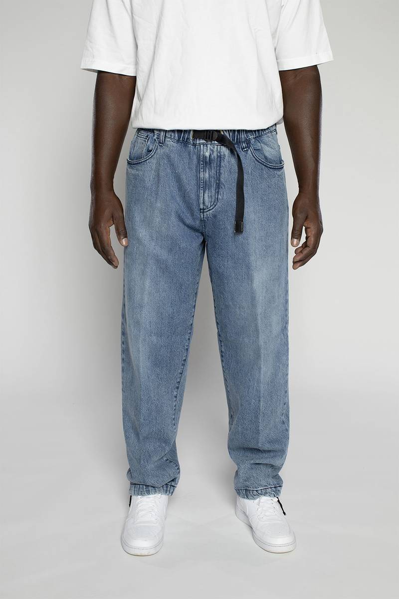 White sand Pantalone cinque tasche in denim trattato