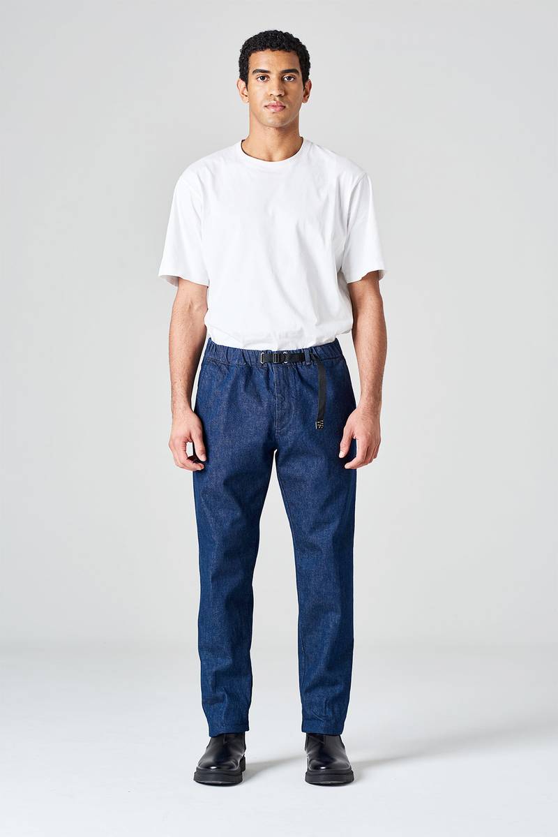 White sand Pantalone in denim cimosato