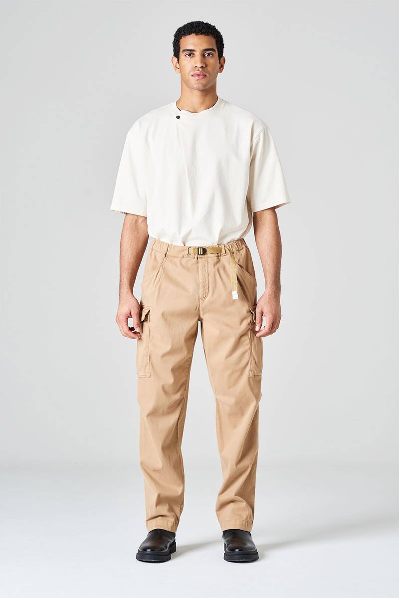White sand Pantalone cargo in raso di cotone