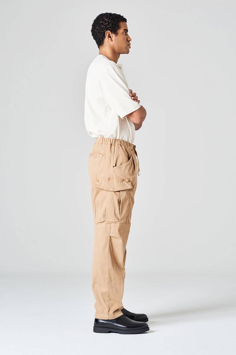 White sand Pantalone cargo in raso di cotone Presa
