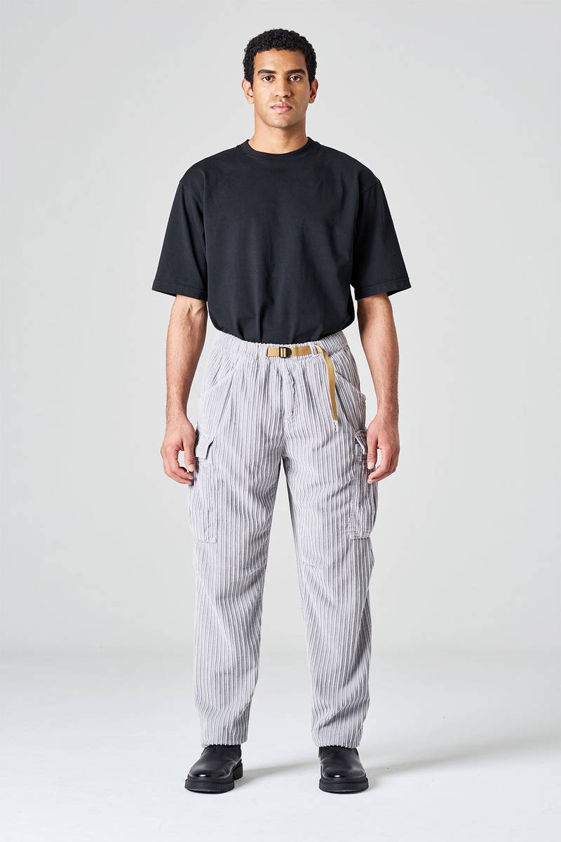 White sand Pantalone cargo in gabardina