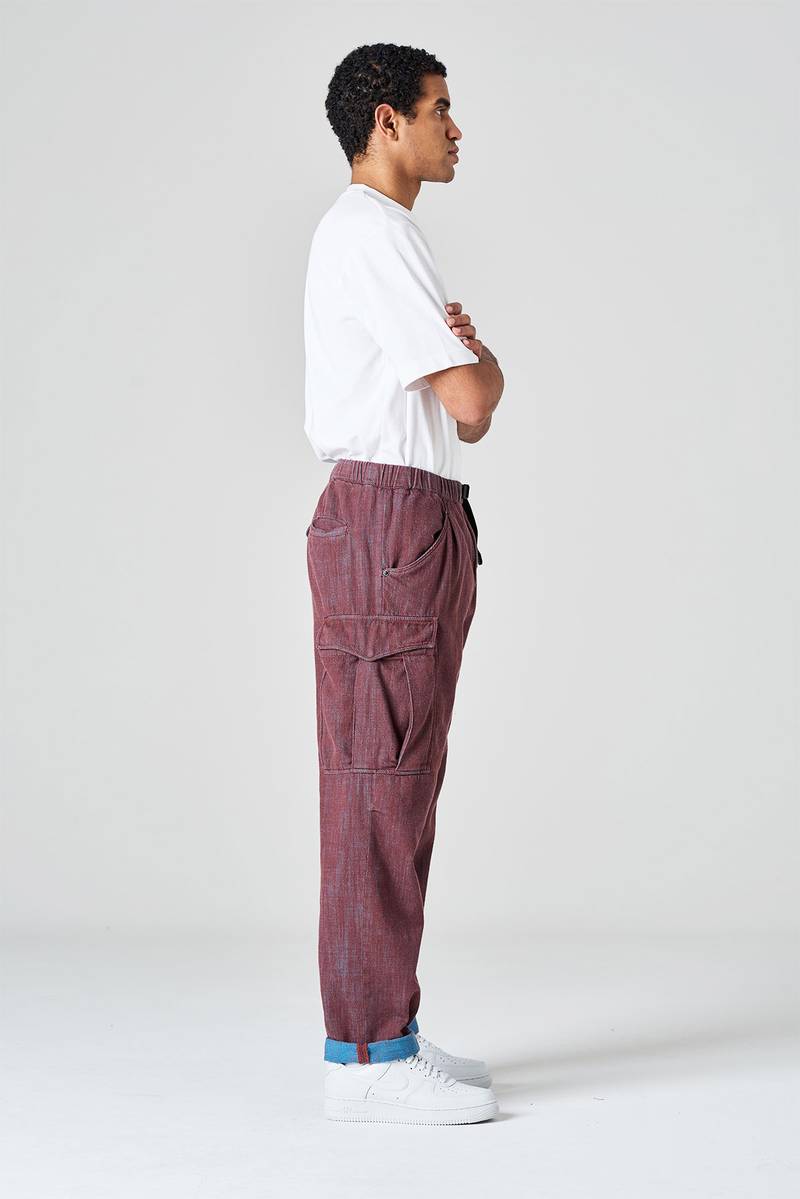 White sand Pantalone cargo in bull denim bi-color Offerta