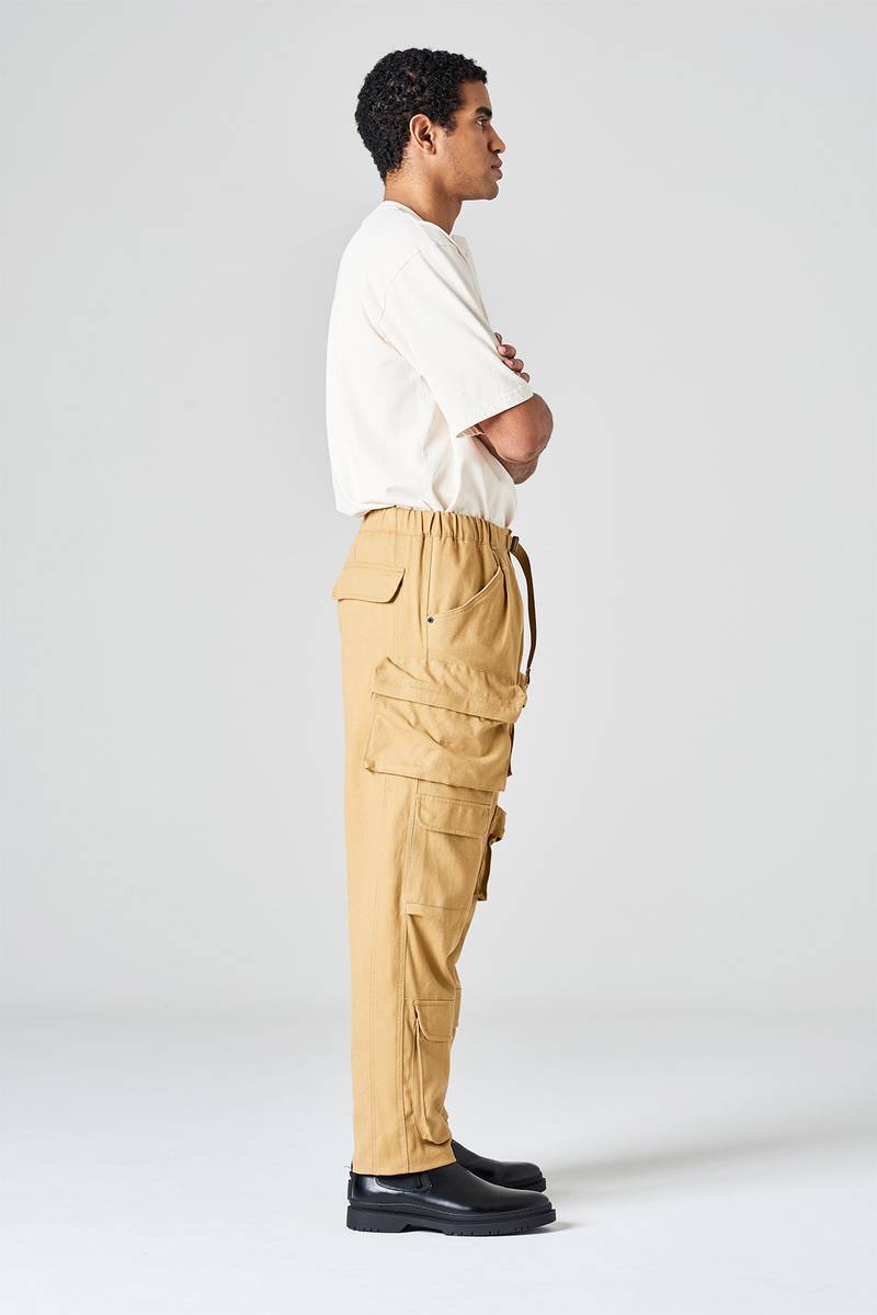 White sand Pantalone cargo in bull denim di cotone Economico