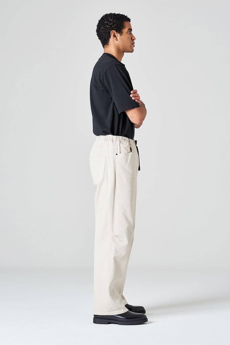 White sand Pantalone cinque tasche in bull denim di cotone Offerte