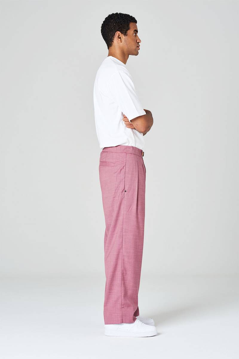White sand Pantaloni gamba ampia con pinces in tessuto effetto lana Saldi Di Fabbrica