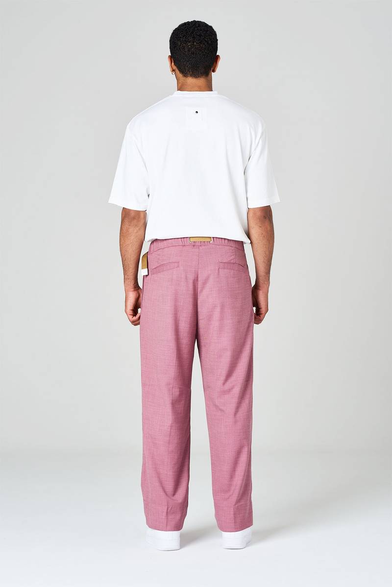 White sand Pantaloni gamba ampia con pinces in tessuto effetto lana Saldi Di Fabbrica