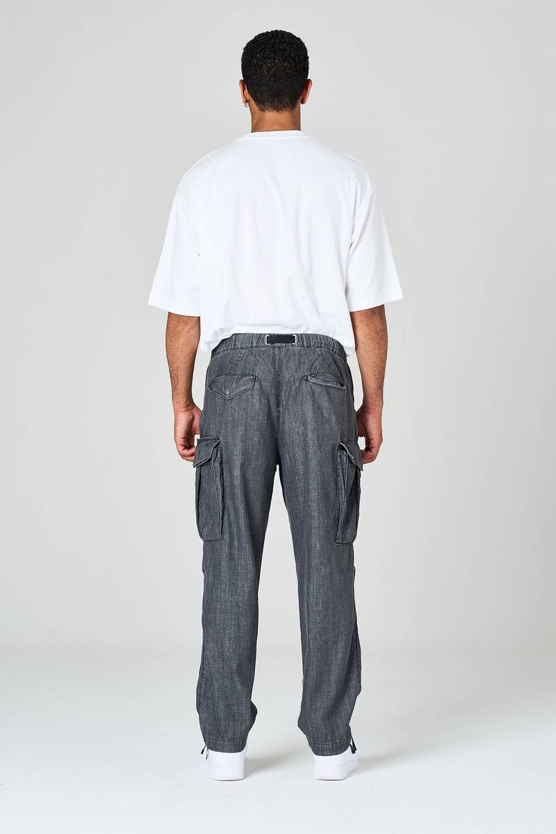 White sand Pantaloni cargo con gamba dritta in denim di cotone Nuova