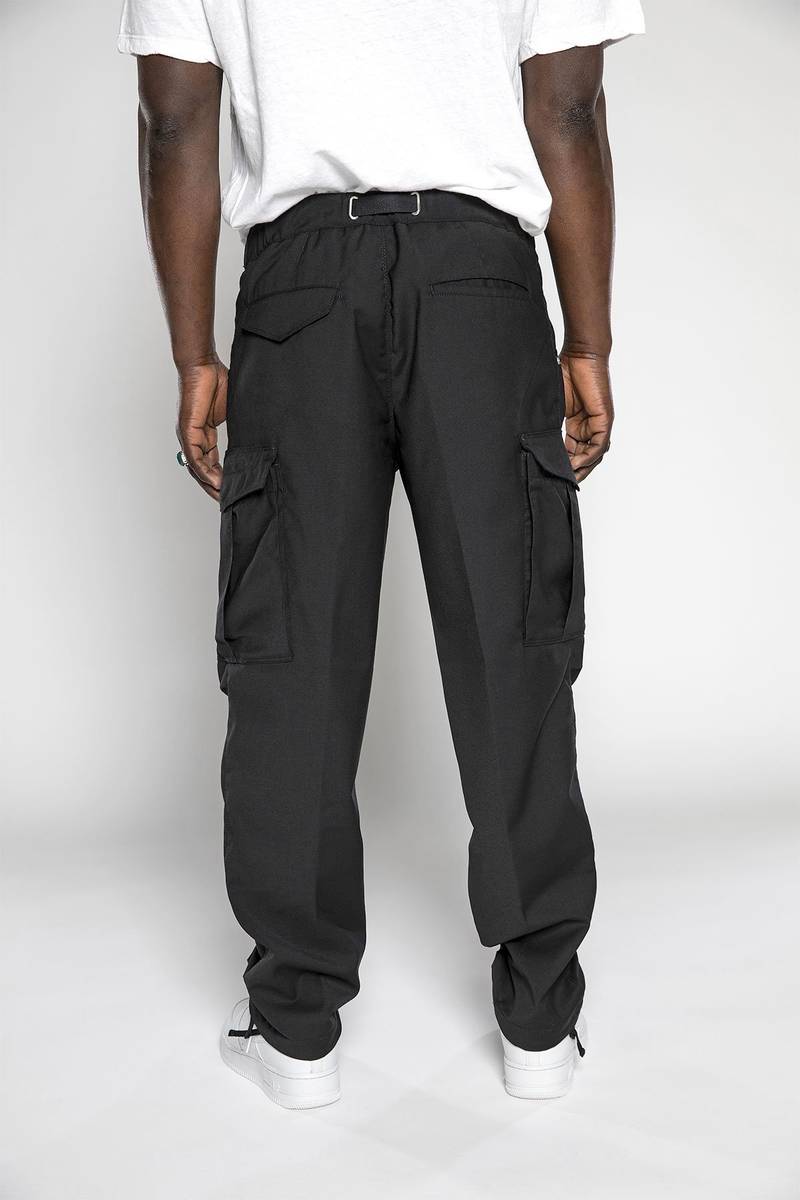 White sand Pantaloni cargo con gamba dritta in misto lana 2025