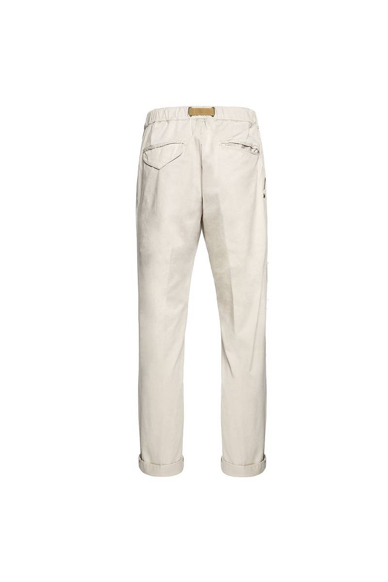 White sand Pantaloni in gabardina di cotone con toppe In Linea
