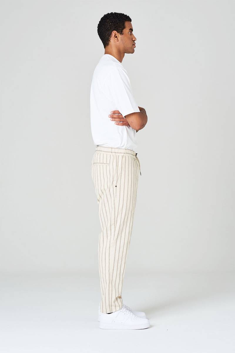 White sand Pantaloni rigati in misto cotone con vita elasticizzata Vendita