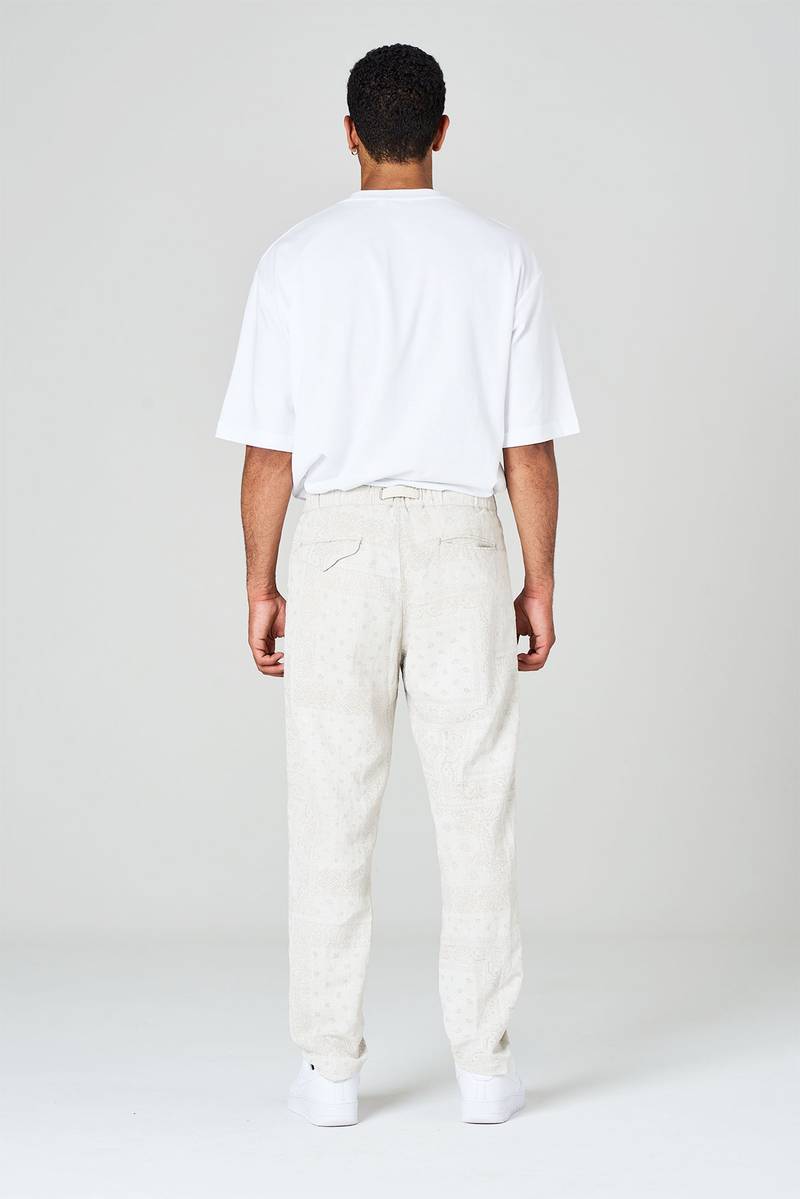 White sand Pantaloni in tela misto cotone-lino stampa bandana Soddisfazione Garantita