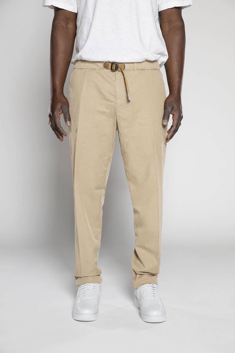 White sand Pantaloni in gabardina misto cotone-lino