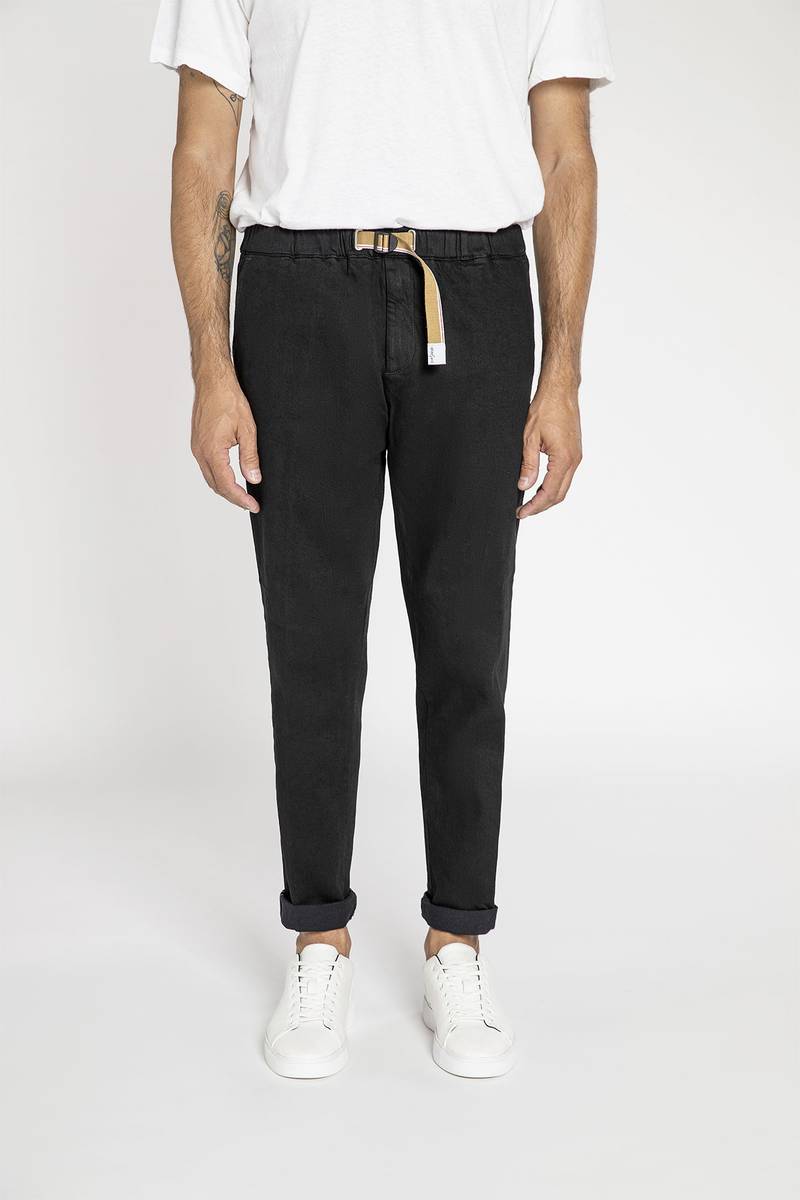 White sand Pantalone in denim cimosato