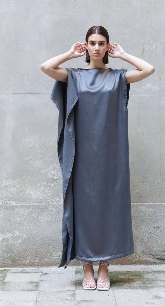 ﻿Zerobarracento Sleeveless Bemberg Draped Maxi Dress Presa