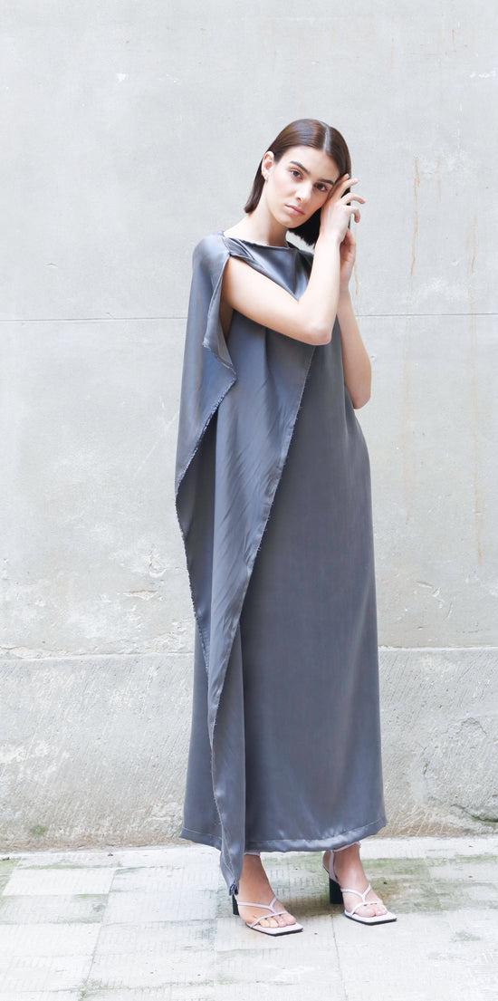 ﻿Zerobarracento Sleeveless Bemberg Draped Maxi Dress Presa