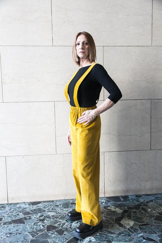 ﻿Zerobarracento Elasticated waist wide pants with braces Vendita Calda