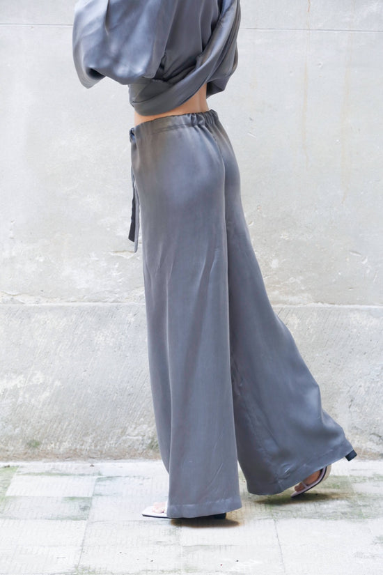 ﻿Zerobarracento Low Waist Long Wide Pants 100% Bemberg In Saldo