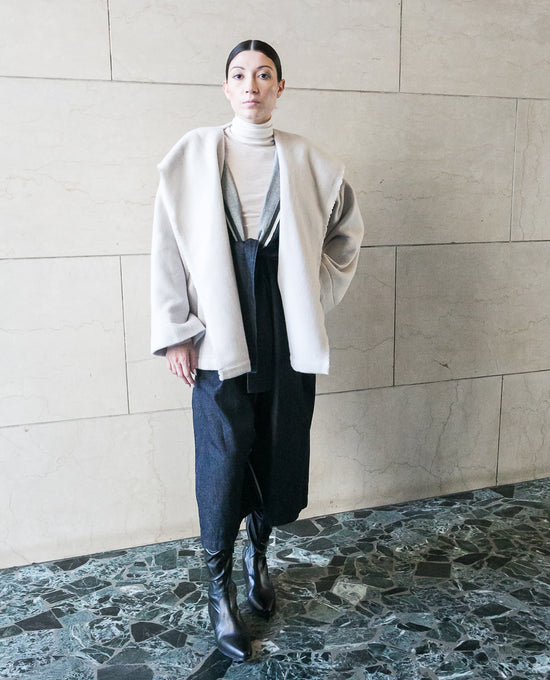 ﻿Zerobarracento Chiara recycled white wool jacket Saldi Di Fabbrica