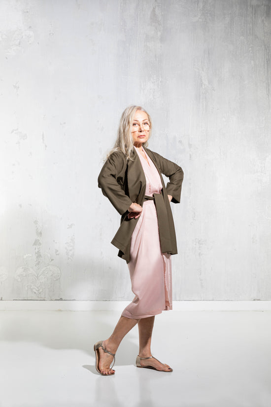 ﻿Zerobarracento TSUKESAGE BLAZER - Lilac Gray/Olive Italy