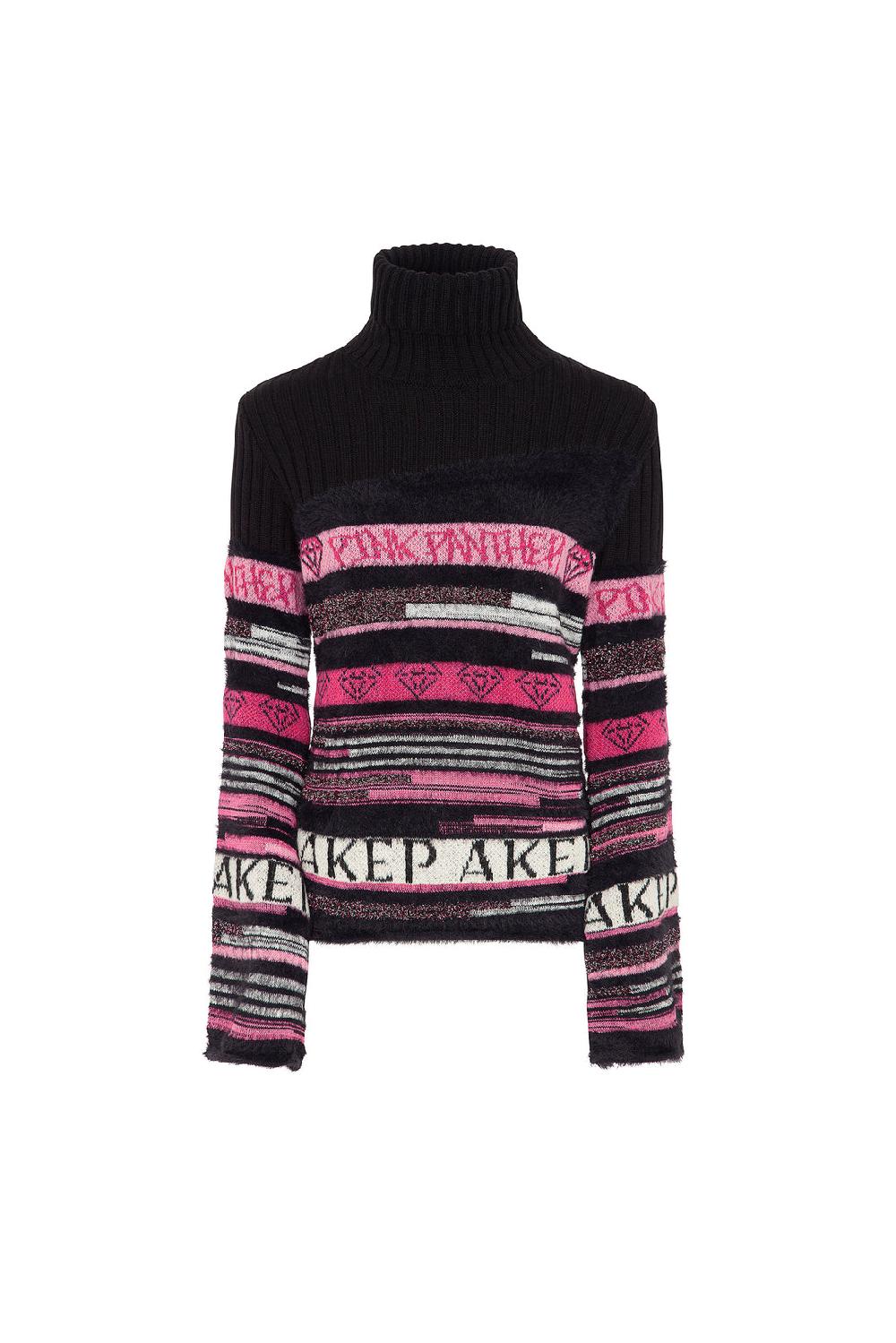 Akep MAGLIONE A COLLO ALTO JACQUARD FANTASIA A RIGHE - CAPSULE "AKEP X PINK PANTER" Outlet
