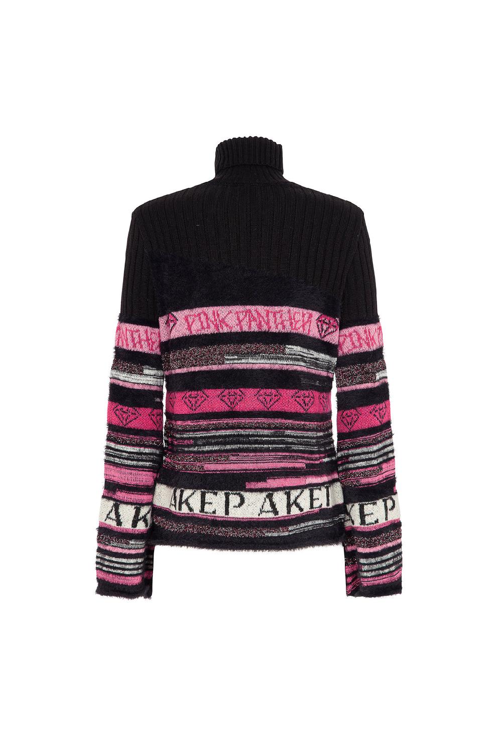 Akep MAGLIONE A COLLO ALTO JACQUARD FANTASIA A RIGHE - CAPSULE "AKEP X PINK PANTER" Outlet