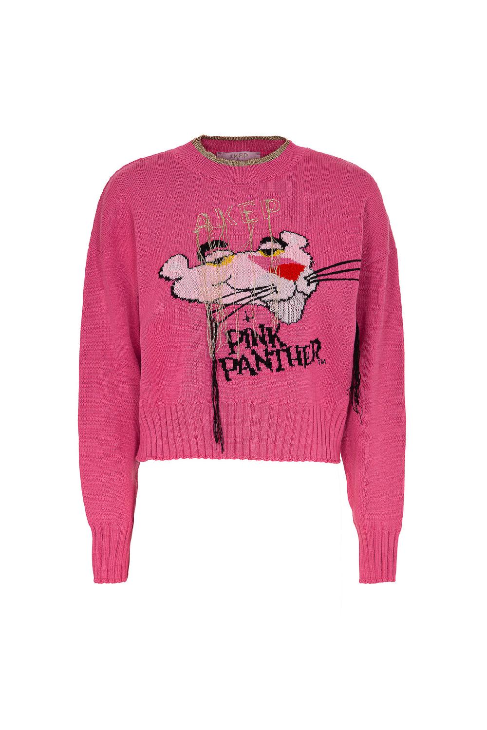 Akep MAGLIONE CROPPED A GIROCOLLO - CAPSULE "AKEP X PINK PANTER" In Vendita