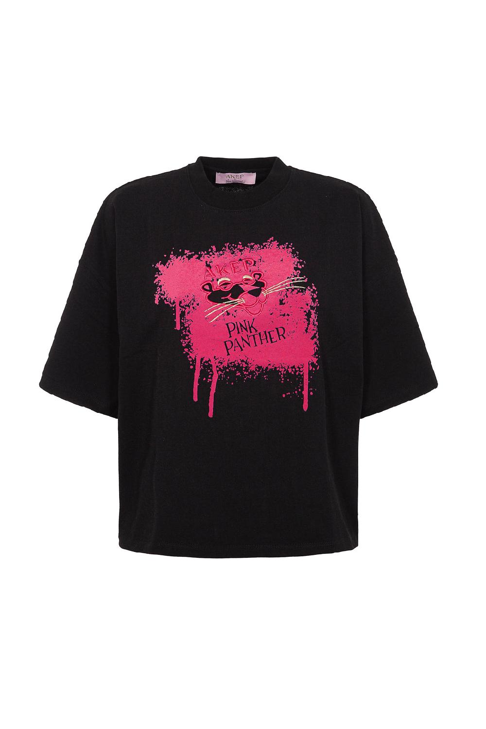 Akep T-SHIRT OVERSIZE CON STAMPA FLOCK - CAPSULE "AKEP X PINK PANTER" Hotsell