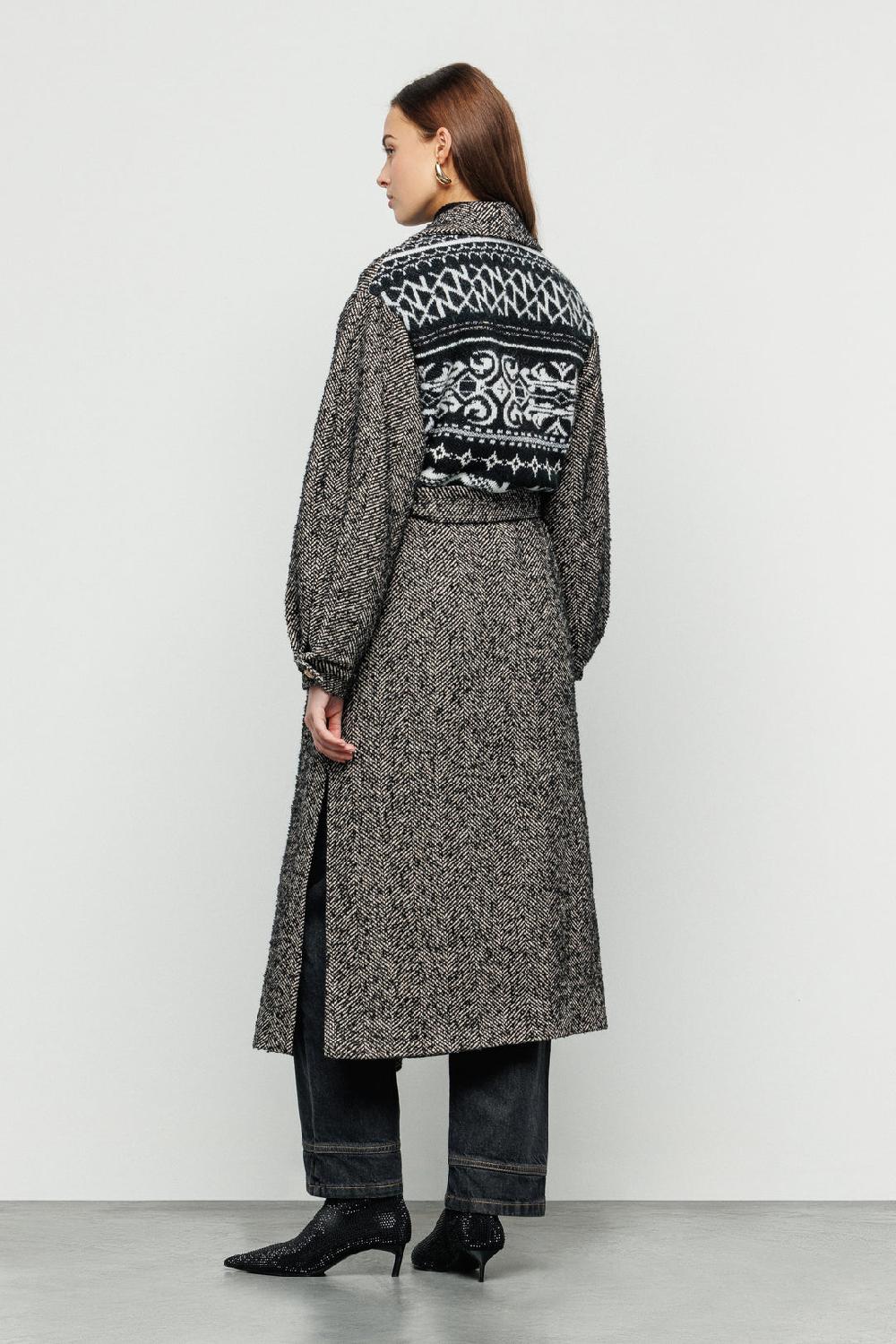 Akep CAPPOTTO LUNGO AKEP CON APPLICAZIONE SUL RETRO IN TESSUTO JACQUARD Promozione