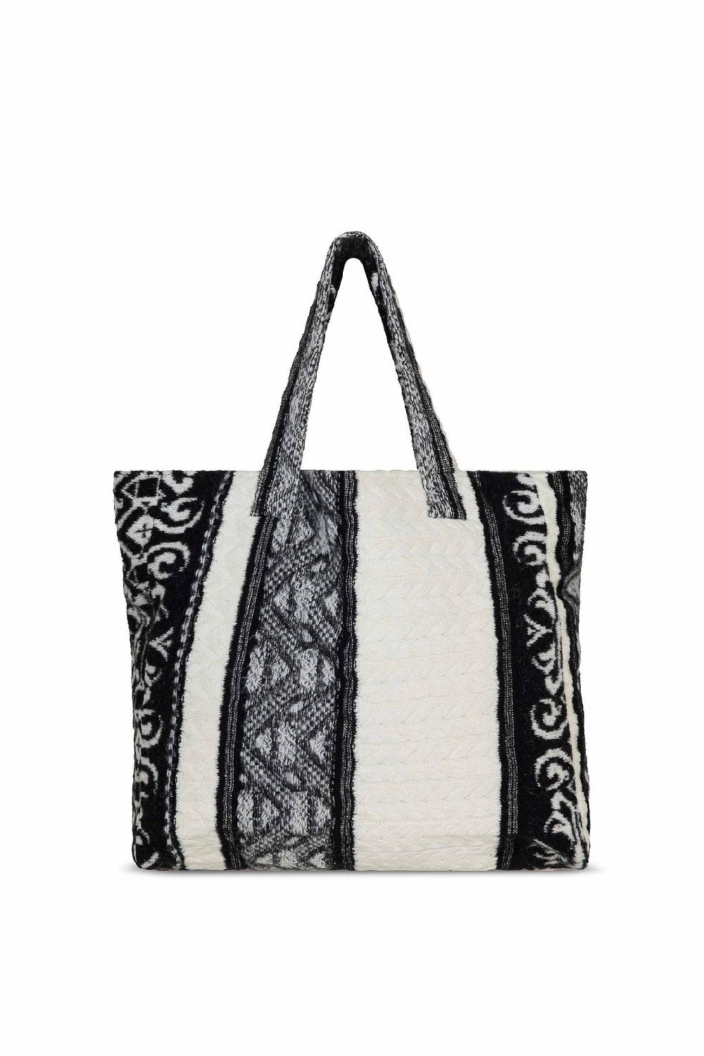 Akep SHOPPING BAG AKEP MISTO LANA JACQUARD WHITE&BLACK Pezzi Unici