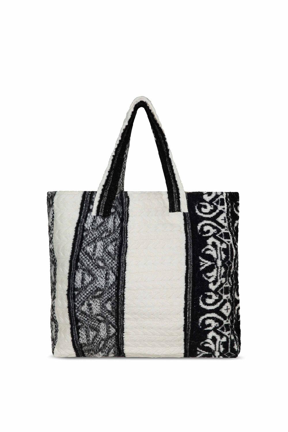 Akep SHOPPING BAG AKEP MISTO LANA JACQUARD WHITE&BLACK Pezzi Unici