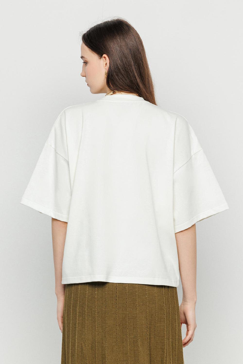 Akep T-SHIRT AKEP OVERSIZE CON APPLICAZIONE JACQUARD SUL DAVANTI Qualità Garantita