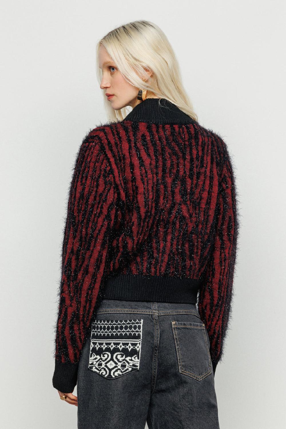 Akep CARDIGAN AKEP CON FULL ZIP ZEBRATA DETTAGLI IN LUREX Acquista Ora