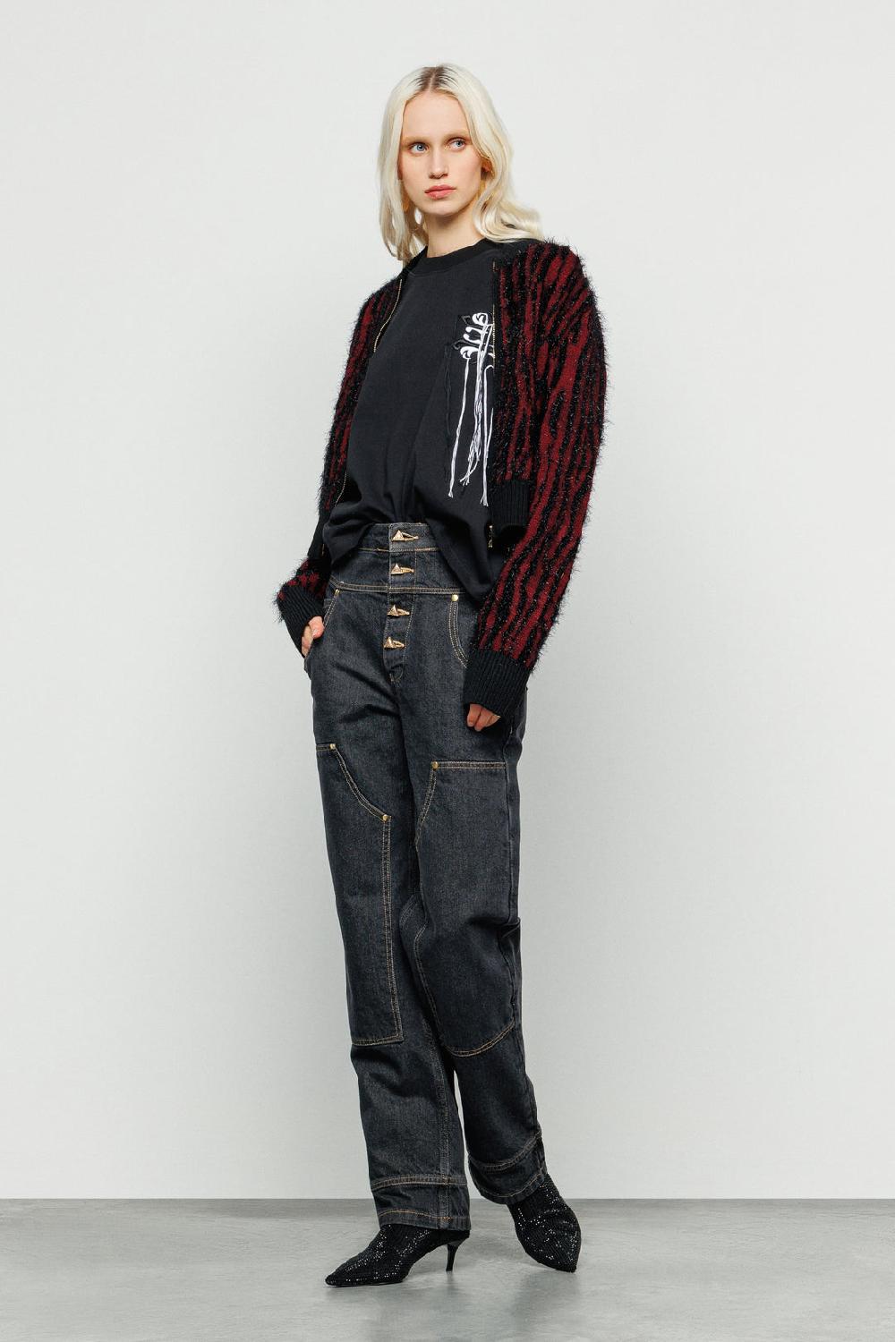 Akep CARDIGAN AKEP CON FULL ZIP ZEBRATA DETTAGLI IN LUREX Acquista Ora