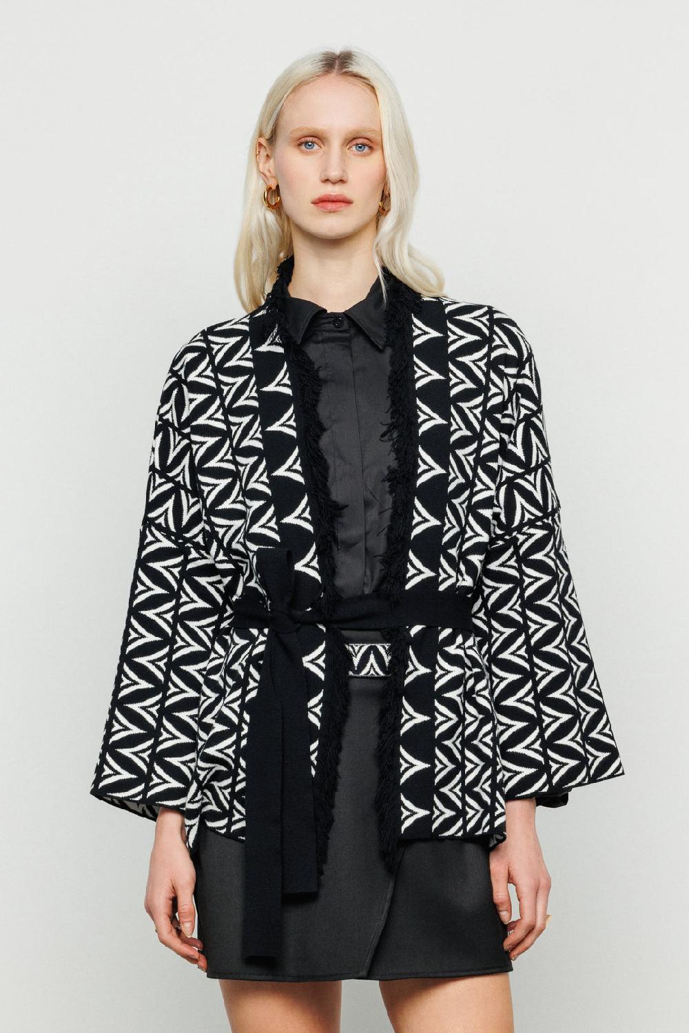 Akep CARDIGAN AKEP JACQUARD FANTASIA ALLOVER LOGOMANIA Fino Al -60%