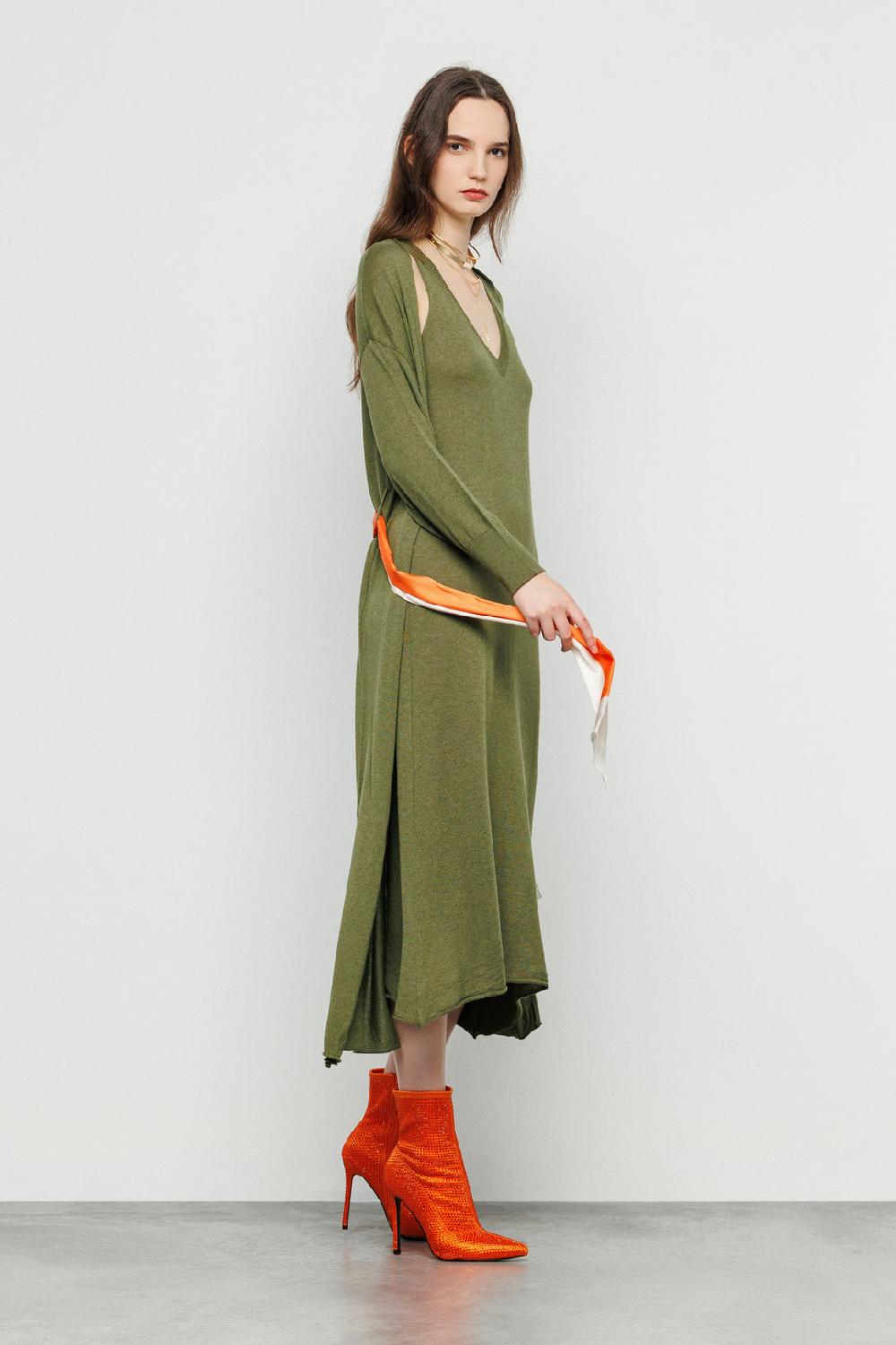 Akep CARDIGAN MIDI CON FOULARD IN VITA Convenienza