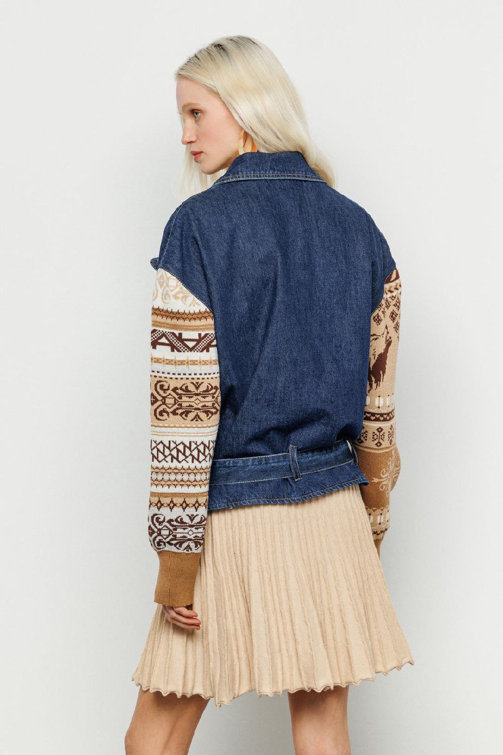 Akep GIACCA CHIODO AKEP IN DENIM CON MANICHE IN MAGLIERIA Promozione Limitata