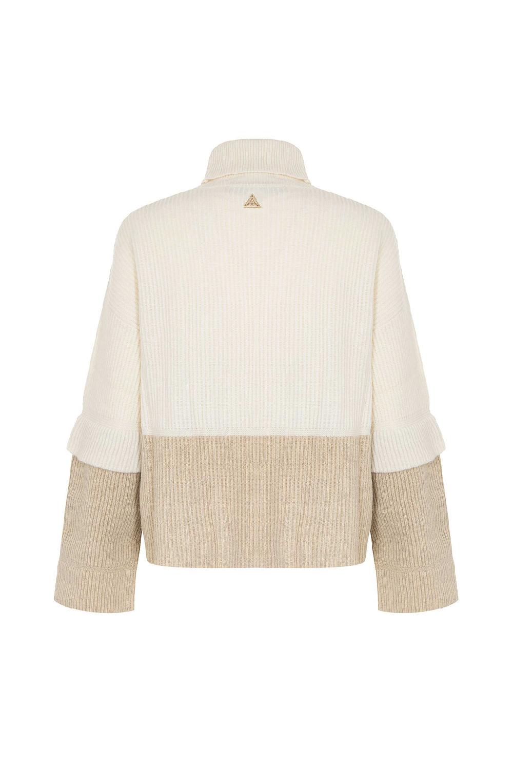 Akep PULL AKEP CON MANICHE BICOLOR IN PURA LANA Qualità Garantita