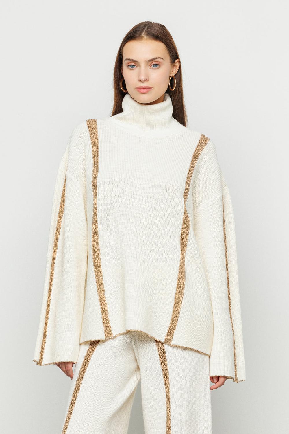 Akep PULLOVER AKEP A COSTE CON INTARSIO IN LUREX I Più Venduti