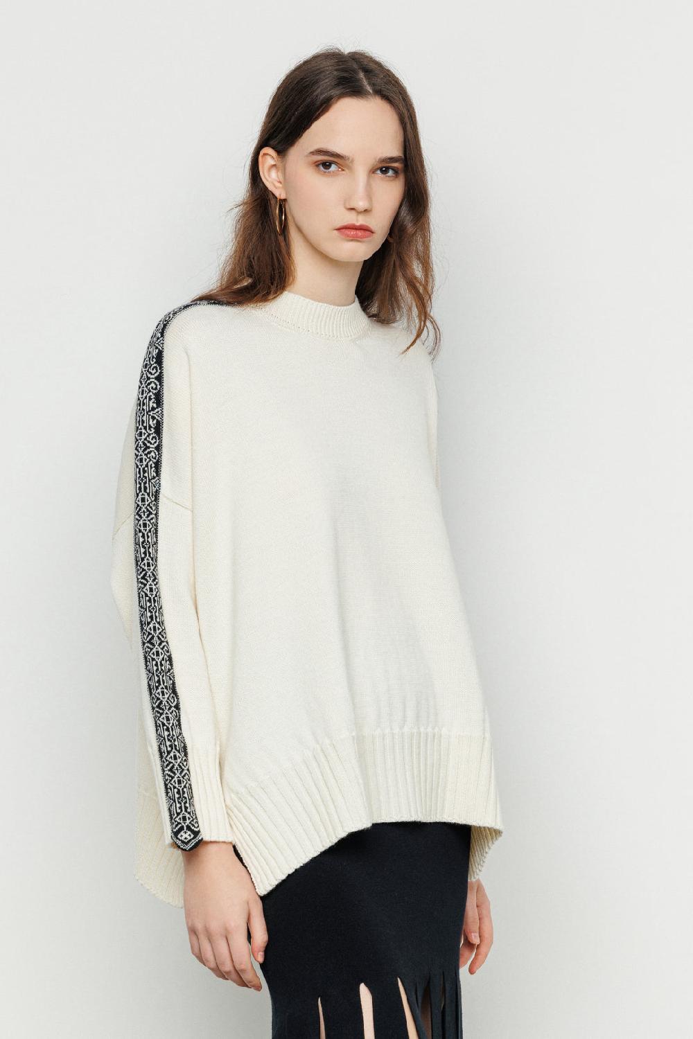 Akep PULLOVER AKEP GIROCOLLO CON BANDA JACQUARD LUNGO LE MANICHE Shopping Online