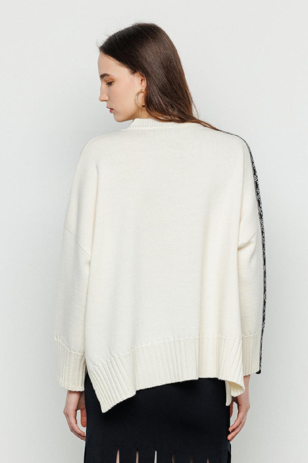 Akep PULLOVER AKEP GIROCOLLO CON BANDA JACQUARD LUNGO LE MANICHE Shopping Online