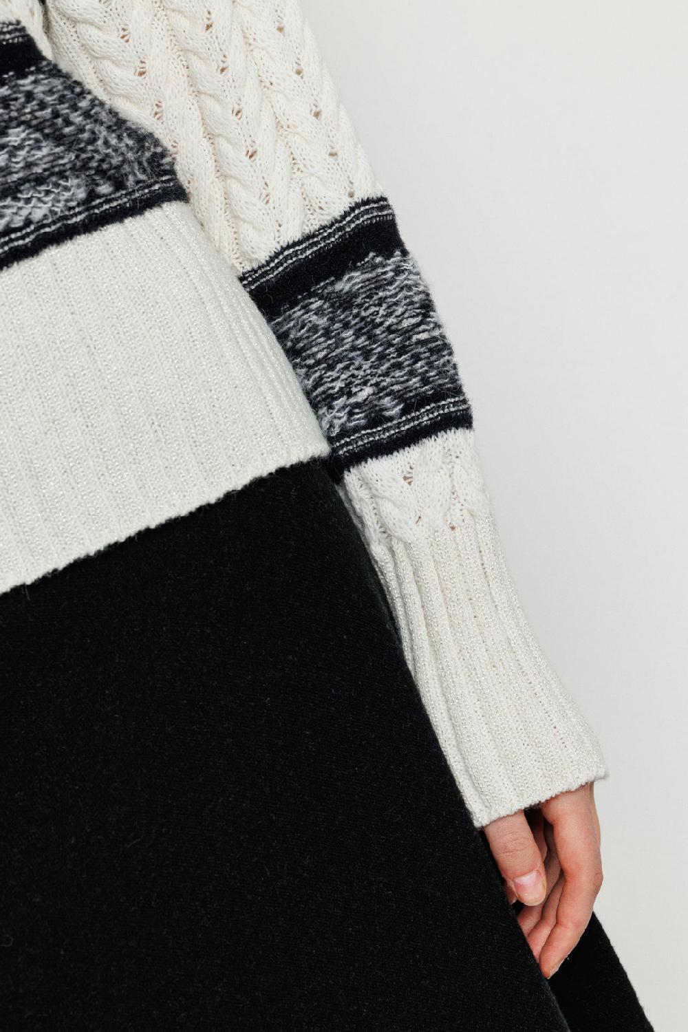 Akep PULLOVER AKEP GIROCOLLO INTRECCIATO CON INSERTI JACQUARD Prezzo Ridotto