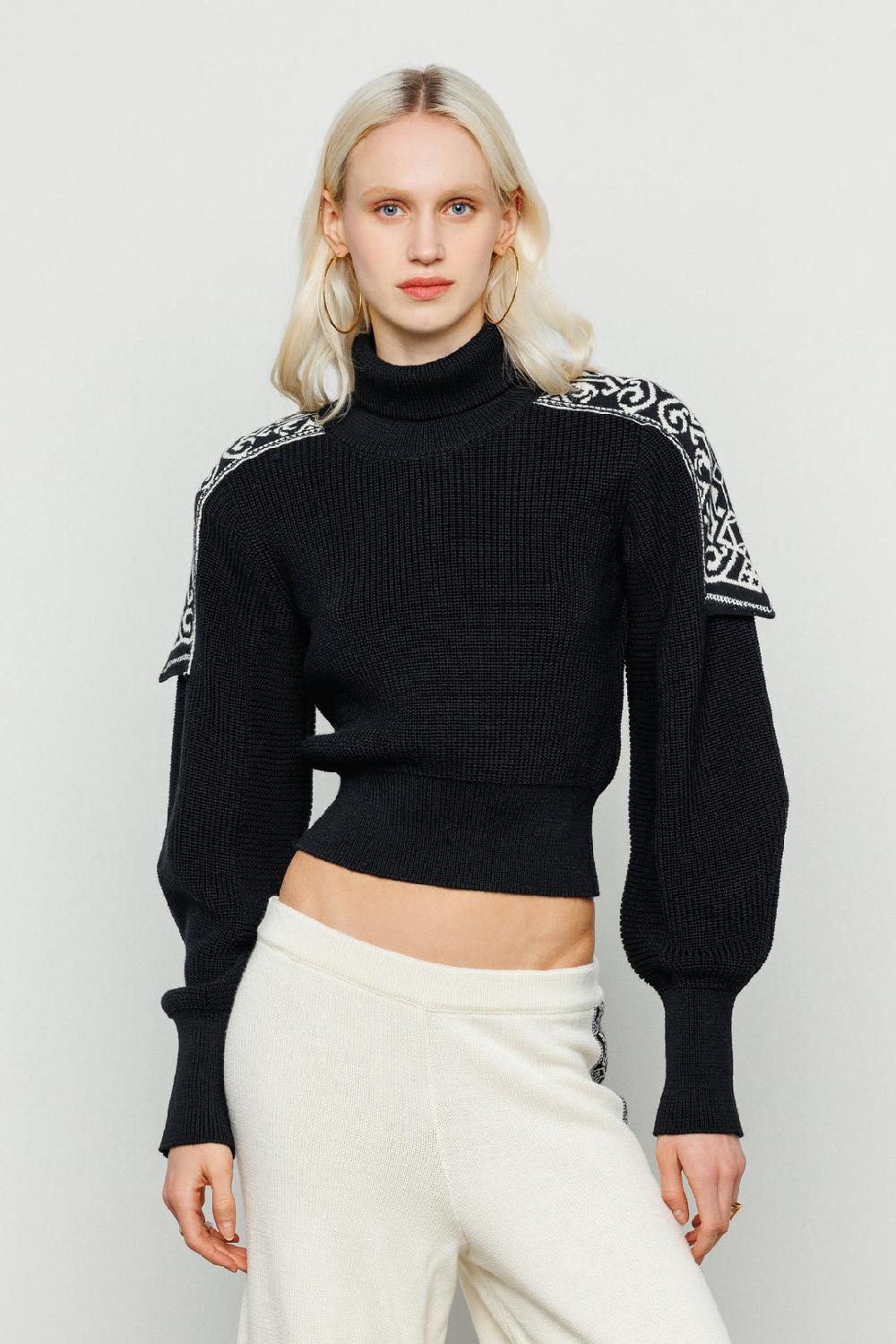 Akep PULLOVER CROP AKEP CON SPALLINE IN JACQUARD Presa
