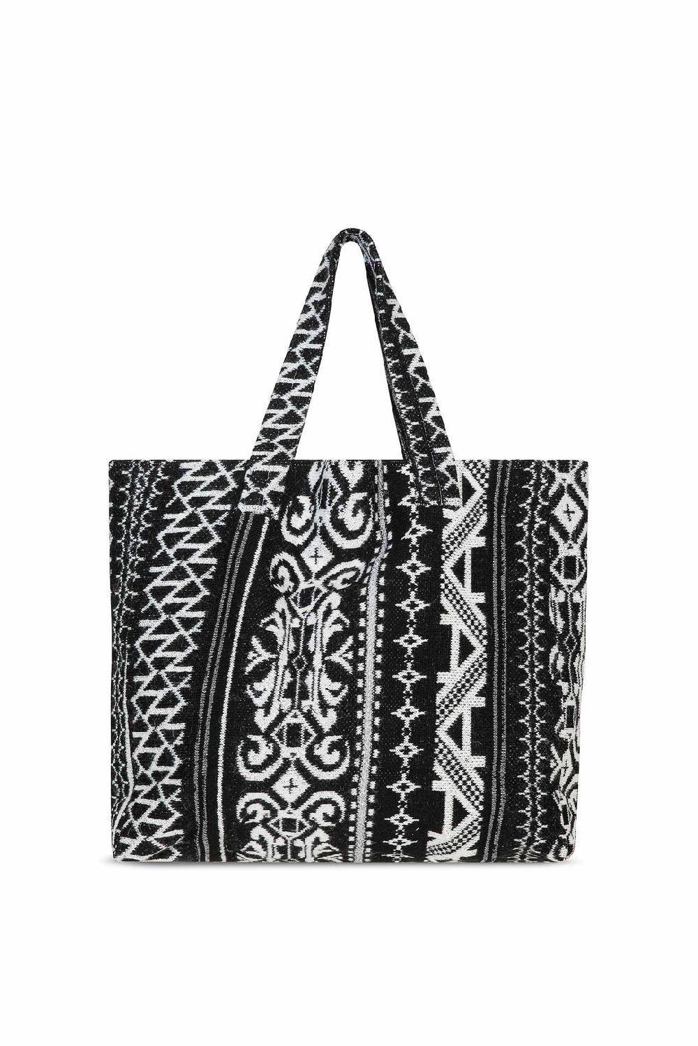 Akep SHOPPING BAG AKEP MISTO LANA JACQUARD BLACK&WHITE Offerta