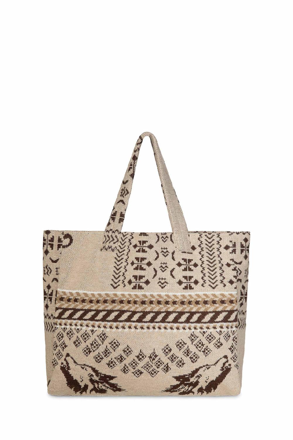 Akep SHOPPING BAG AKEP MISTO LANA JACQUARD SABBIA Online